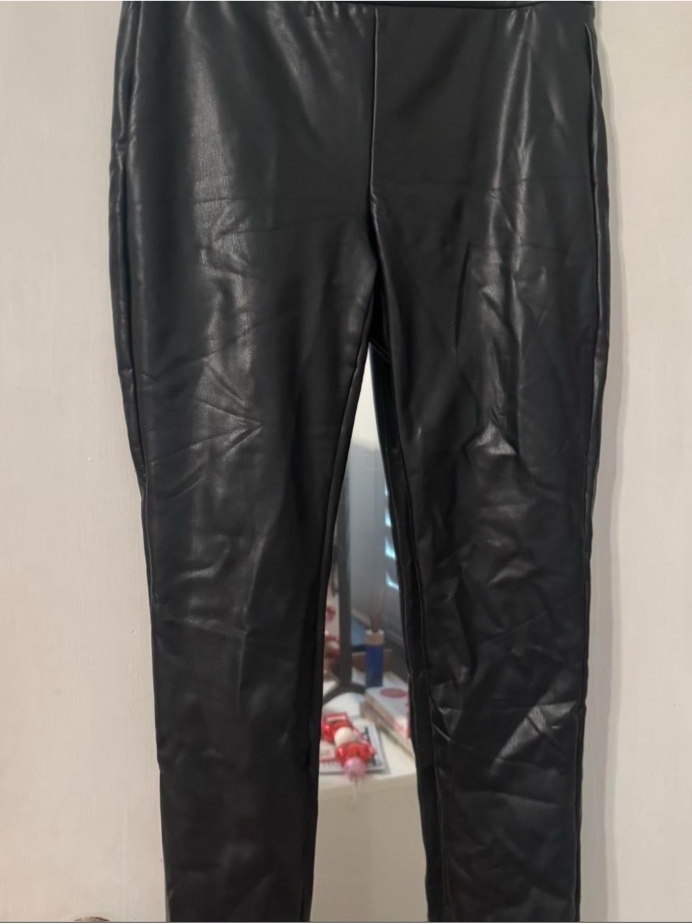 LOFT black faux leather leggings Size S Petite NWT